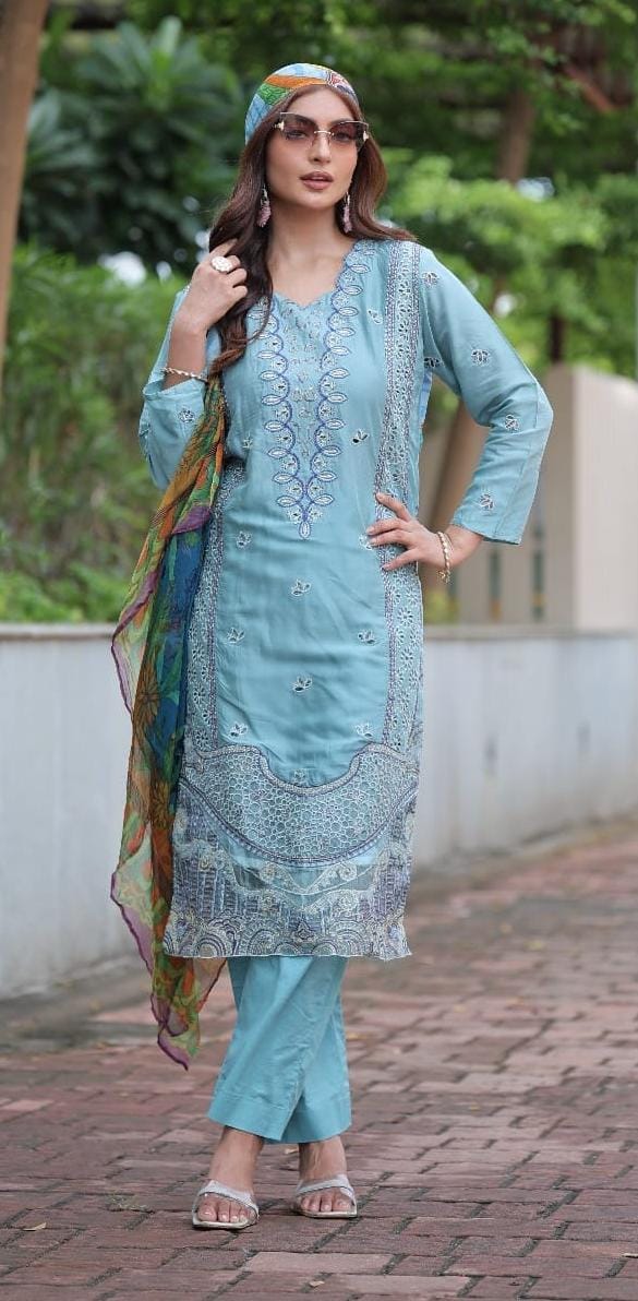 Pakistani Lawn Semi-Stitch Dress