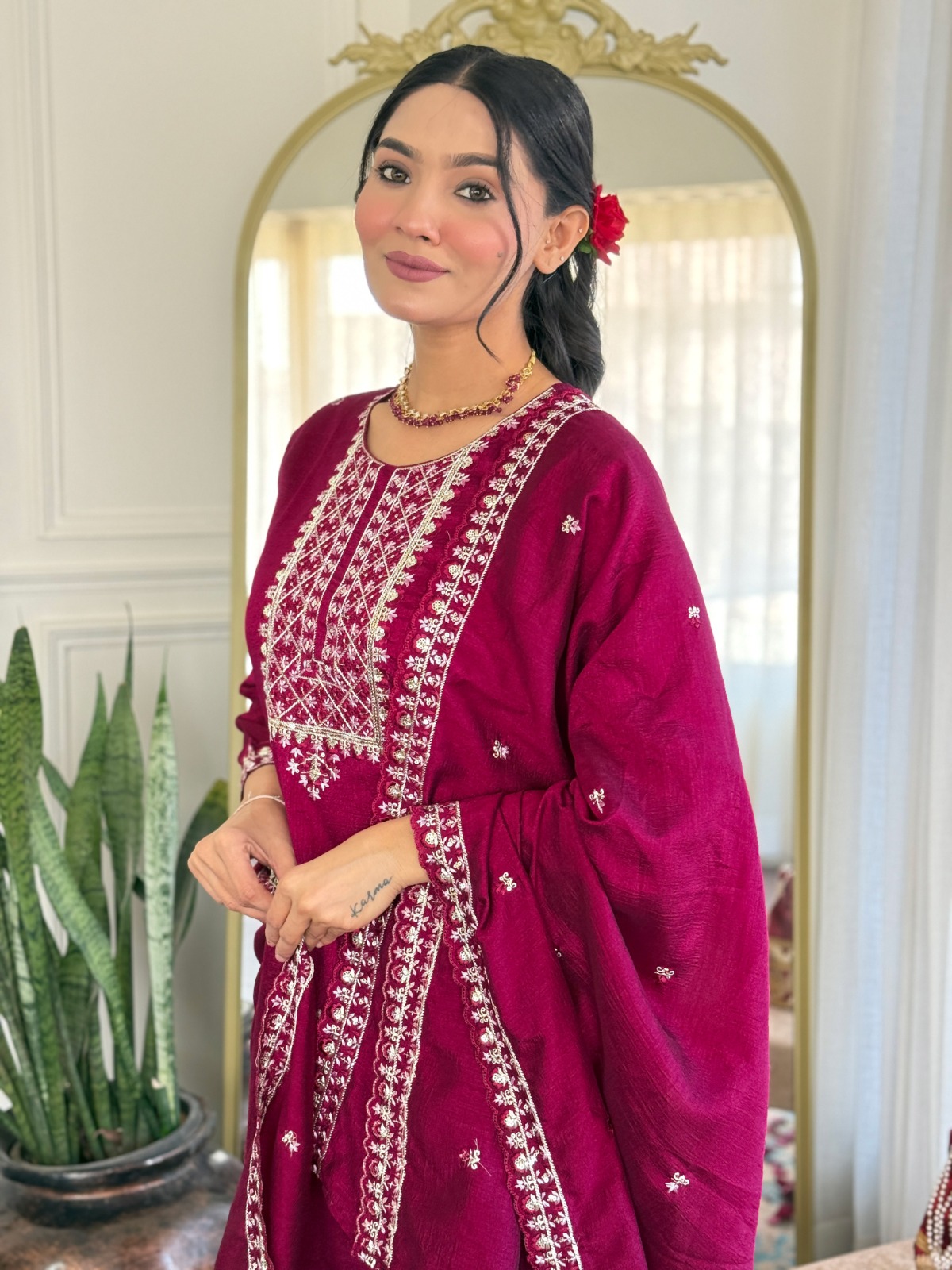 Ready To Wear Kurti With Pant & Dupatta - Image 6