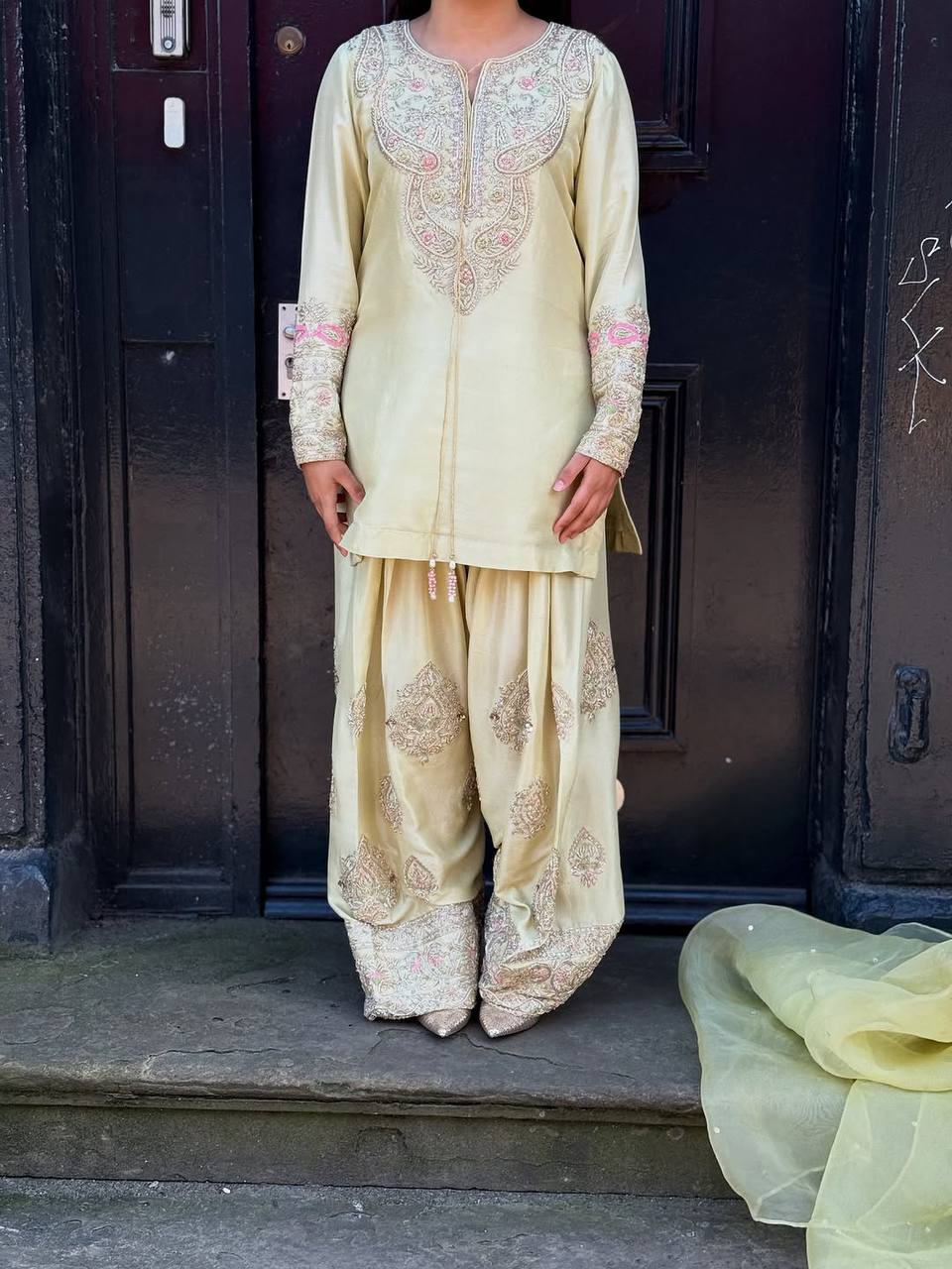 Premium Designer Collection Natural Crep Silk Top-Duppta And Plazzo