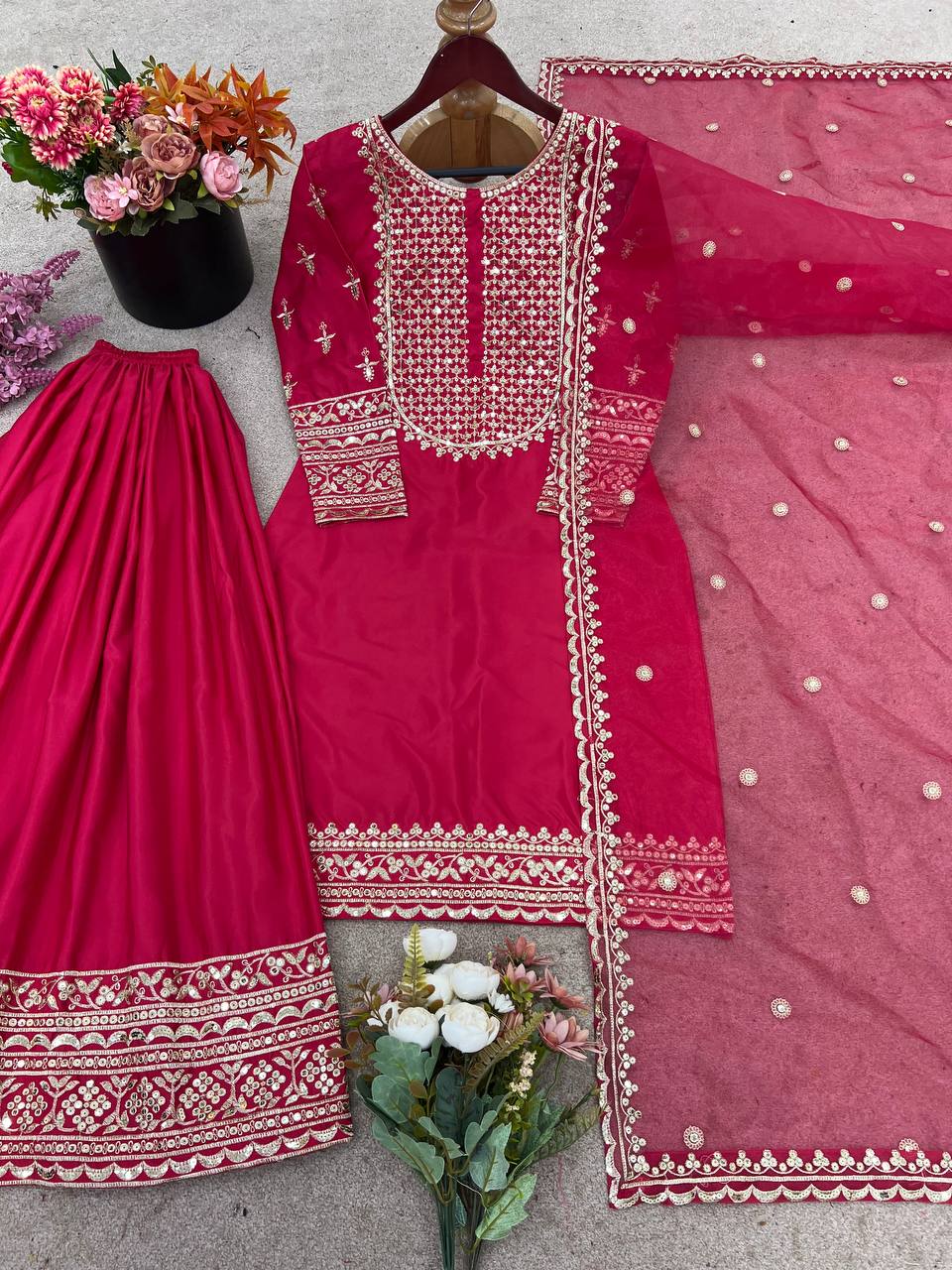 Elegant Embroidered Sequence Designer Sharara Set - Image 4